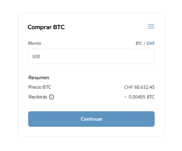 Comprar criptomonedas en la BitBoxApp