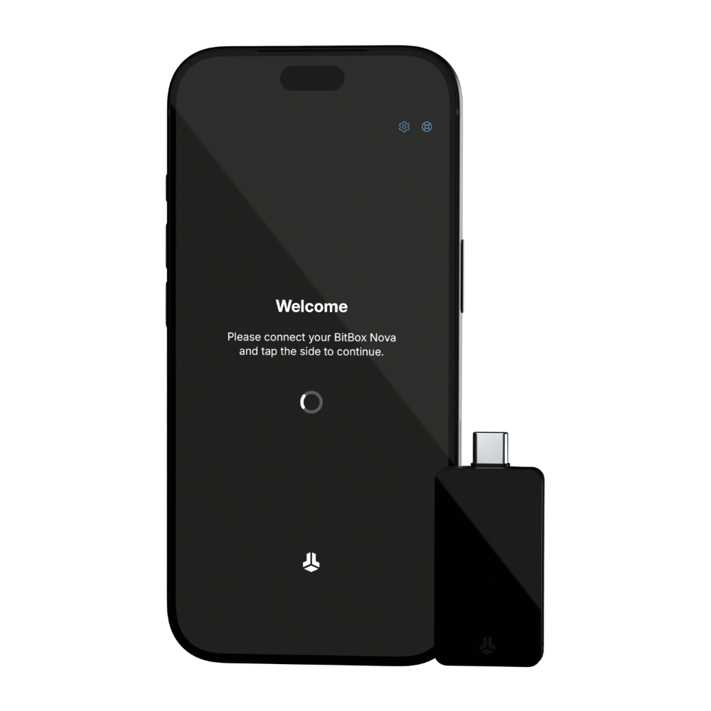 BitBoxApp on a smartphone with BitBox02 Nova
