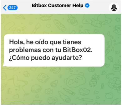 Un posible mensaje de texto de Telegram después de unirte al grupo.