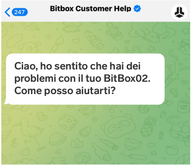 Un possibile messaggio di testo da Telegram dopo esserti unito al gruppo.