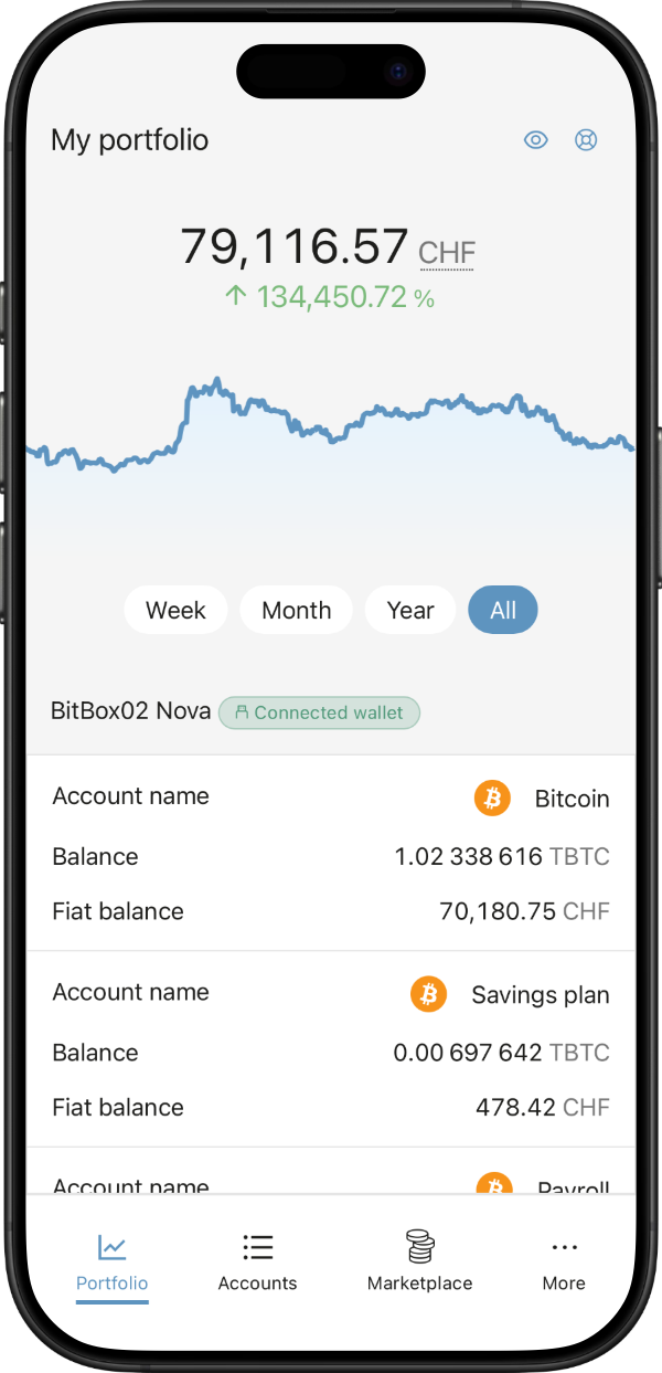 BitBoxApp on a mobile phone