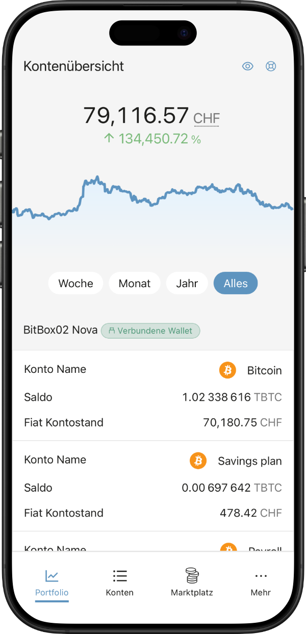 BitBoxApp auf einem Smartphone
