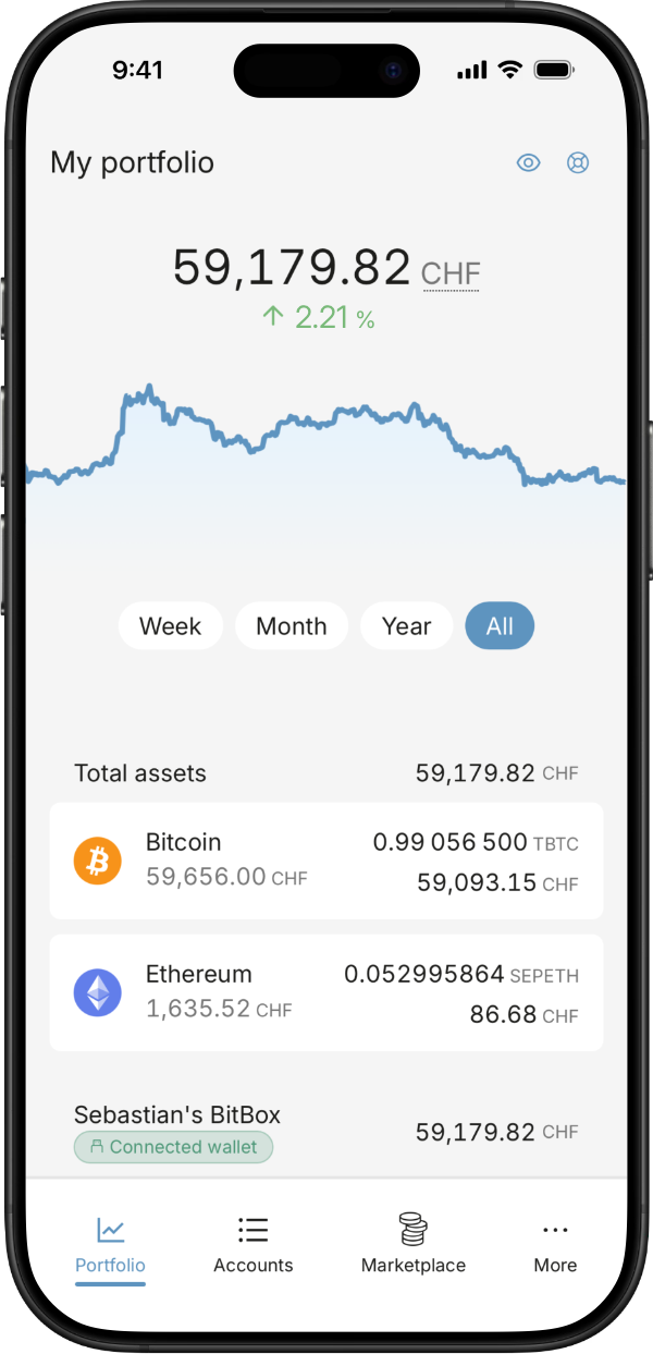 BitBoxApp on a mobile phone