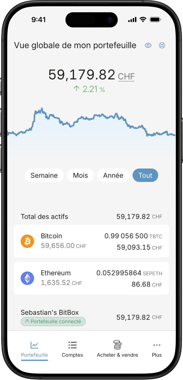 BitBoxApp sur un smartphone