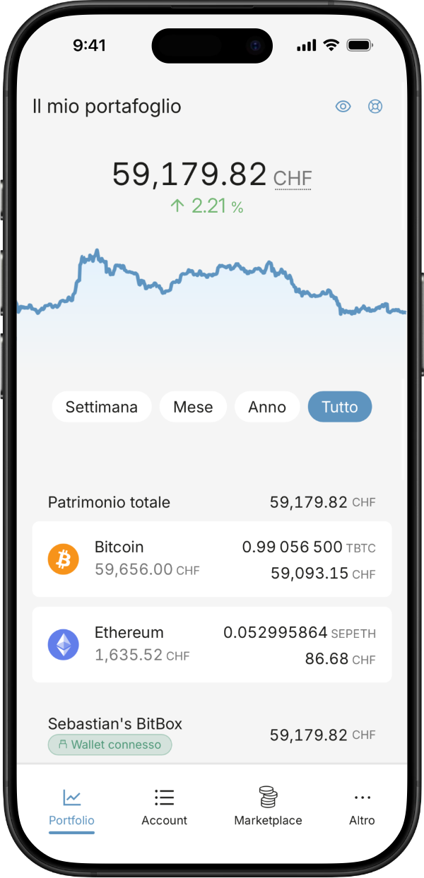 BitBoxApp su uno smartphone